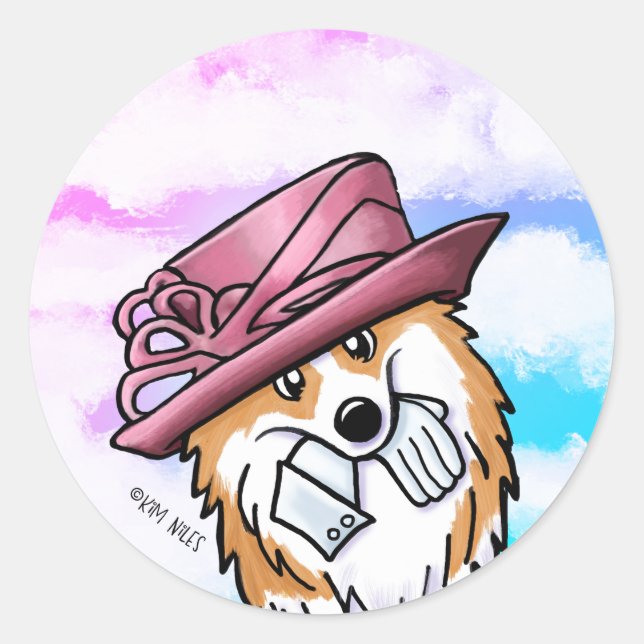 Redonda Royal Corgi Classic Round Pegatina (Anverso)