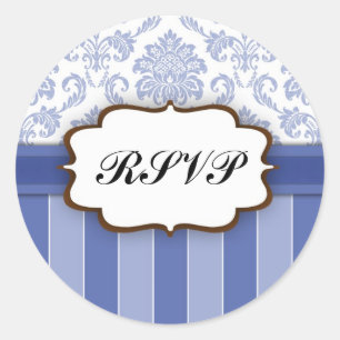 Redonda RSVP - Pegatina de banda de Damask azul