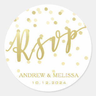 Redonda RSVP Pegatina del Boda de guiones de pincel de o