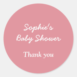 Redonda Rubor Pink Baby Shower Gracias Pegatina