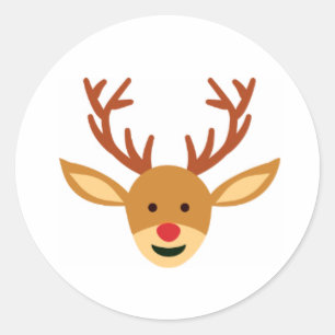 Redonda Rudolf, el pegatina de la Navidad de los renos de 