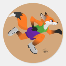 Redonda Running Toon Fox Pegatina