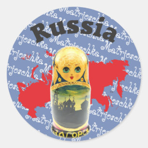 Redonda Rusia - Russia Babuschka Matrjoschka pegatina