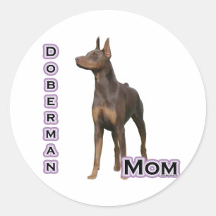 Redonda Rust Doberman Mom 4 - Pegatina