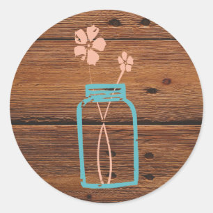 Redonda Rustic Mason Jar Pegatina