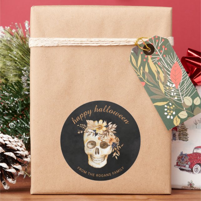 Redonda Rústico Pegatina de la Plaza Halloween (Vacaciones)