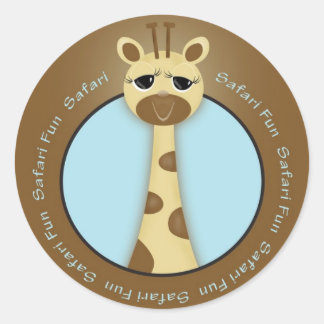 Redonda Safari Giraffe Pegatina