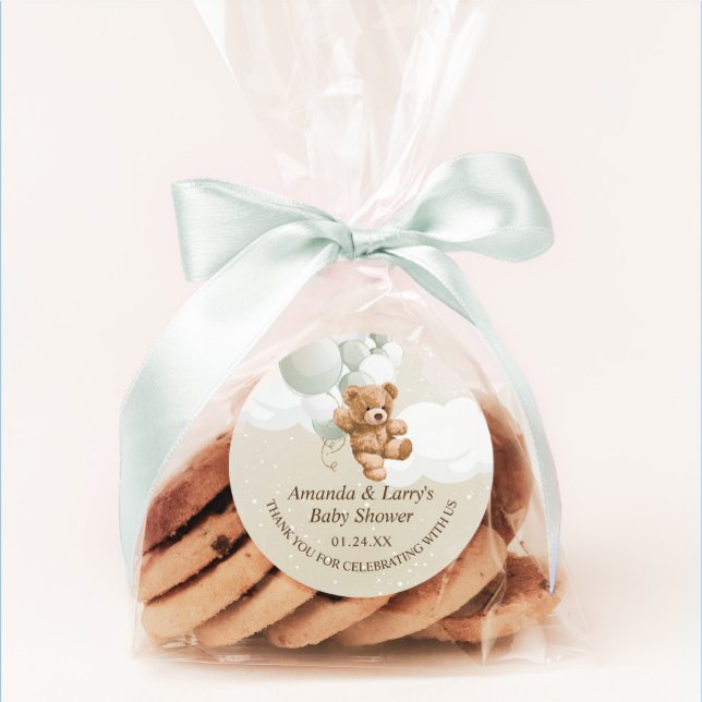 Redonda Sage Teddy Bear con Pegatina de globos (Subido por el creador)