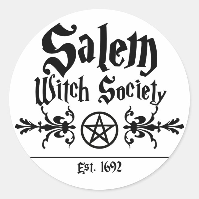 Redonda Salem Witch Society Pegatina (Anverso)