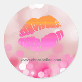 Redonda Salón spa belleza pegatina labios y luces rosados