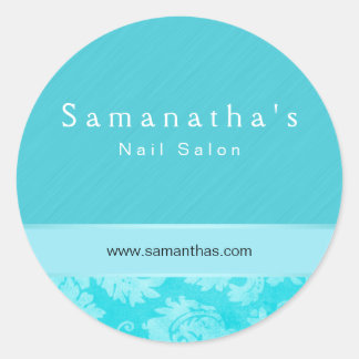 Redonda Salon spa damasco floral pegatina azul