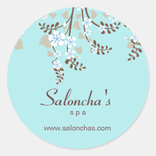 Redonda Salon spa floral cerezo flor pegatina azul blanco