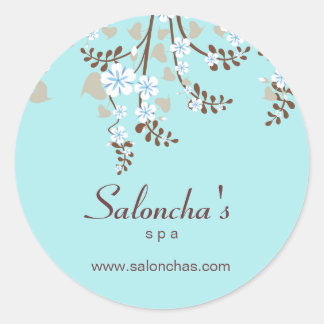 Redonda Salon spa floral cerezo floral flor pegatina azul