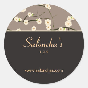 Redonda Salon spa floral cerezo floral flor pegatina marró