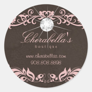 Redonda Salon spa joyas pegatina diamante rosa marrón ante