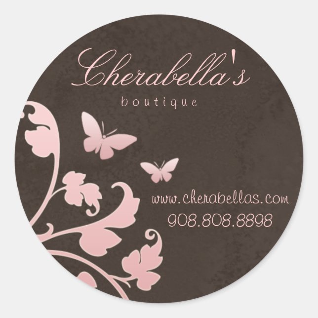 Redonda Salon spa mariposa pegatina marrón ante (Anverso)