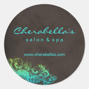 Redonda Salon Spa Pegatina Turquoise Blue Green Brown