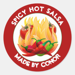 Redonda Salsa Hot Flames Circle Classic Round Pegatina