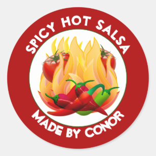 Redonda Salsa Hot Flames Pegatina Circle Classic Round de 