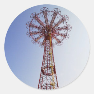 Redonda Salto de paracaídas - Coney Island, pegatina de