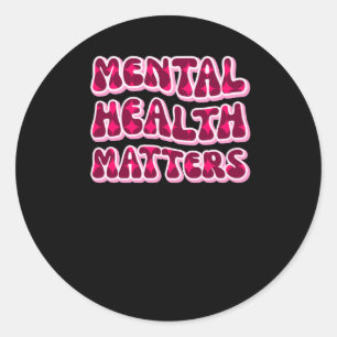 Redonda Salud Mental S Pegatina De Texto Rosa