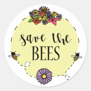 Redonda salve al pegatina de abejas