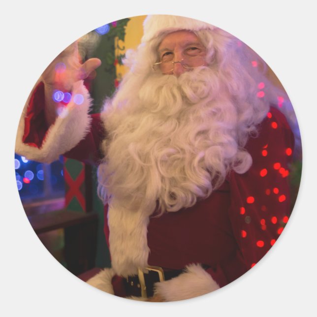 Redonda Santa Claus alegre Pegatina de Navidad (Anverso)