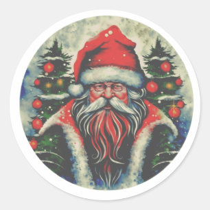 Redonda Santa Claus pintura con Pegatina de árboles de Nav