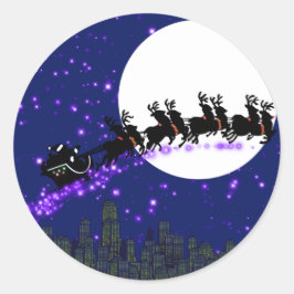 Redonda Santa Claus se acerca pegatina