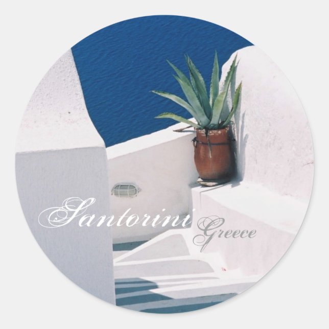 Redonda Santorini, pegatina de Grecia (Anverso)