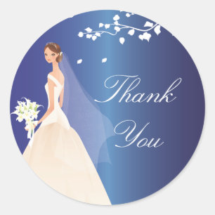 Redonda Sapphire Blue Green Bride Pegatina Bridal Shower