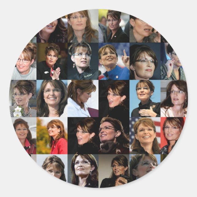 Redonda Sarah Palin Collage Pegatina Packs (Anverso)