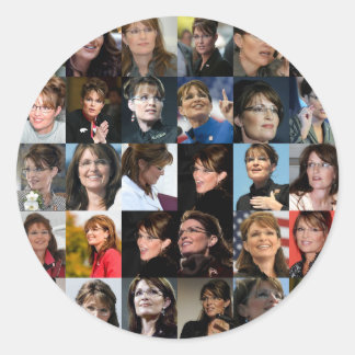 Redonda Sarah Palin Collage Pegatina Packs