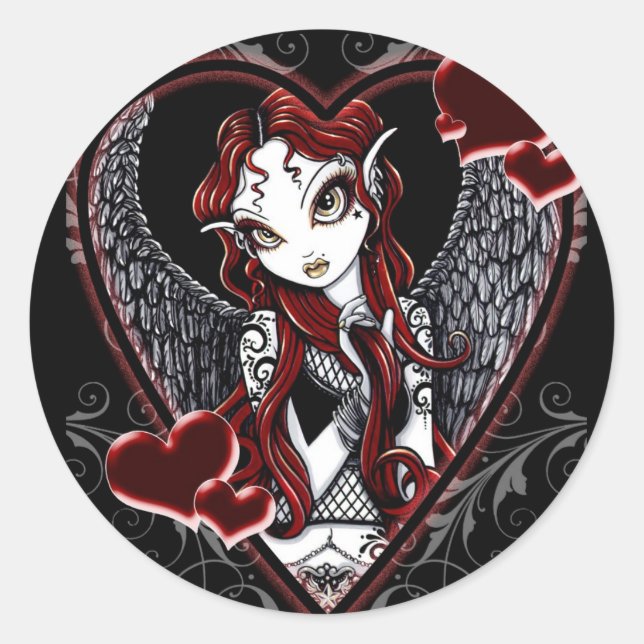 Redonda Sasha Fairy El día de San Valentín Pegatina (Anverso)