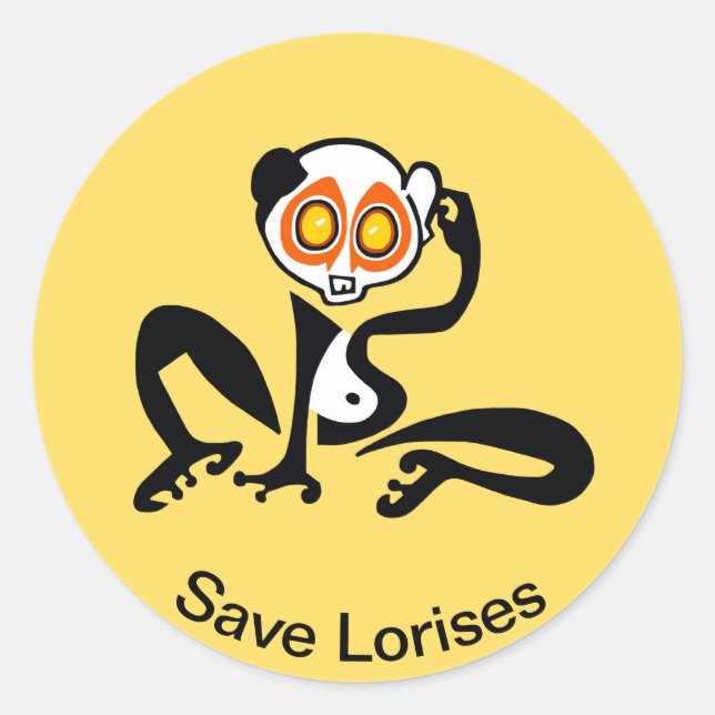 Redonda Save LORISES - Pegatina amarillo en peligro de ext (Anverso)