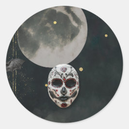 Redonda Scary Halloween Mask Pegatina