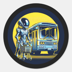 Redonda Sci-Fi en el Pegatina de la vida diaria - Alien y 