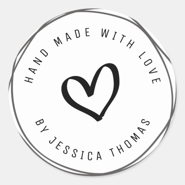 Redonda script encantador Pegatina de negocios hecho a man (Anverso)