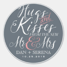 Script Font New Mr. y Mrs Wedding Favor Pegatina