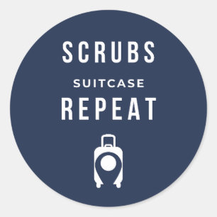 Redonda Scrubs Suitcase Repeat - Pegatina Divertida para E