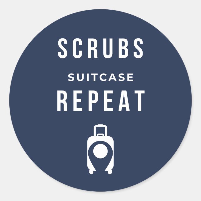 Redonda Scrubs Suitcase Repeat - Pegatina Divertida para E (Anverso)