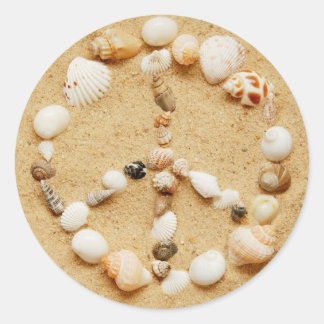 Redonda Seashell Peace Sign Pegatina