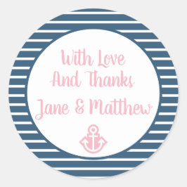 Redonda Seersucker Gracias Pegatina Personalizable