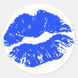 Redonda Sellado Con Un Beso Azul De Luz De Pegatina De Bes