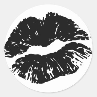 Redonda Sellado Con Un Beso De Pegatina De Beso De Impresi