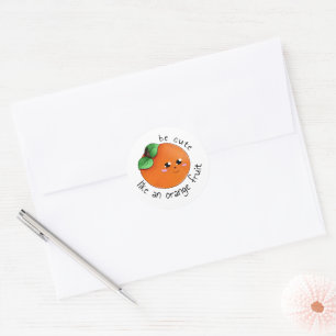 Redonda Ser curado como un Pegatina de fruta Naranja, etiq