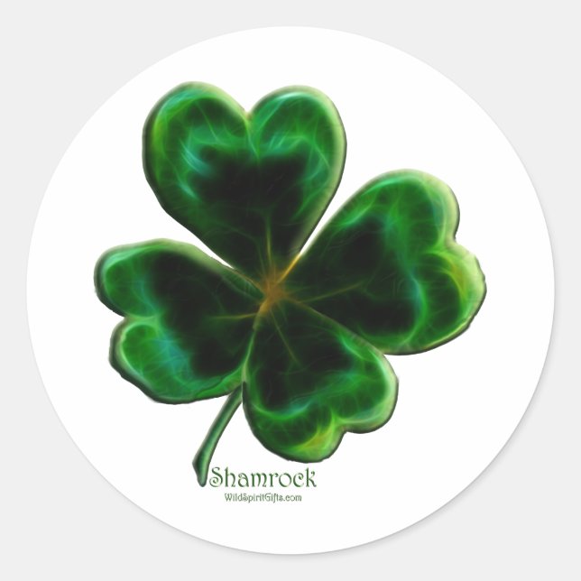 Redonda Serie irlandesa Shamrock Lucky Clover Pegatina (Anverso)
