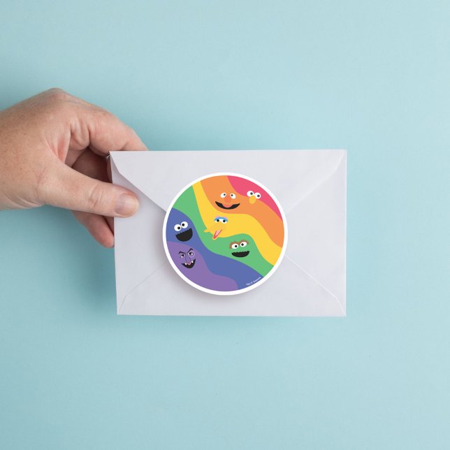 Redonda Sesame Street Pals Rainbow Pegatina (Sticker on envelope)