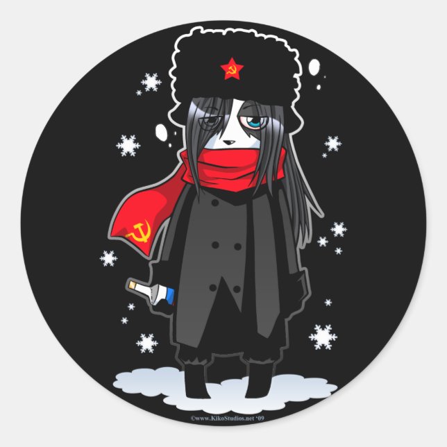 Redonda Set de Pegatina de Panda soviético en ebriedad (Anverso)