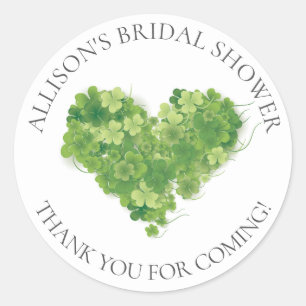 Redonda Shamrock Heart Bridal Gracias Pegatina Ducha